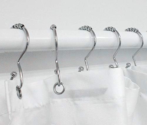 Shower Curtain Hooks Rings, Rust Resistant Shower Curtain Rings for Bathroom Shower Rod Curtains, Chrome