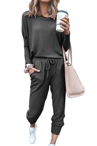Reviews de Conjuntos para Mujer más recomendados. 48 VIOPY Conjunto Deportivo Mujer: Set de Dos Piezas con Manga Larga y Pantalón, Gris Oscuro, X-G