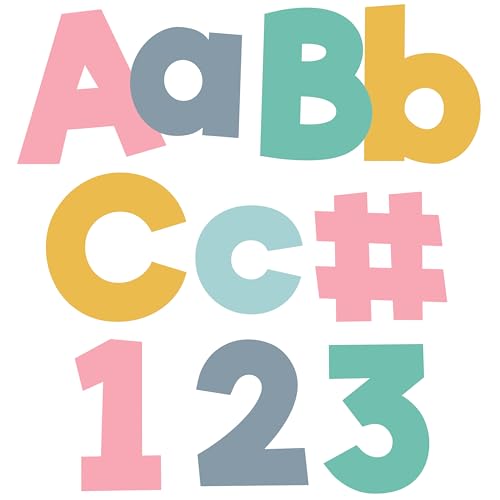 Image of Carson Dellosa Boho Combo Pack 219-Piece Prepunched Bulletin Board Decorations, 4 inch Colorful Letters, Numbers, and Symbols for Party, Back to School Decorations, and Classroom Decor