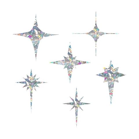 EACILLES Large Cross Star Static Window Clings Anti Collision Window Decals for Bird Strikes, Glass Awareness Stickers, Stop Birds Flying into Windows, Set of 18 Cover