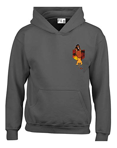 JLB Print Mufasa Pocket Film Famille Anime Inspire Sweats a Capuche Unisexe Qualite Superieure pour Hommes et Femmes - Charbon/Moyen