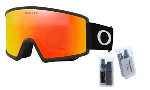 Oakley Target Line M Oo7121 Black W/Fire Iridium Ski Goggles For Men For Women + Bundle With Designer Iwear Eyewear Kit #TOP2