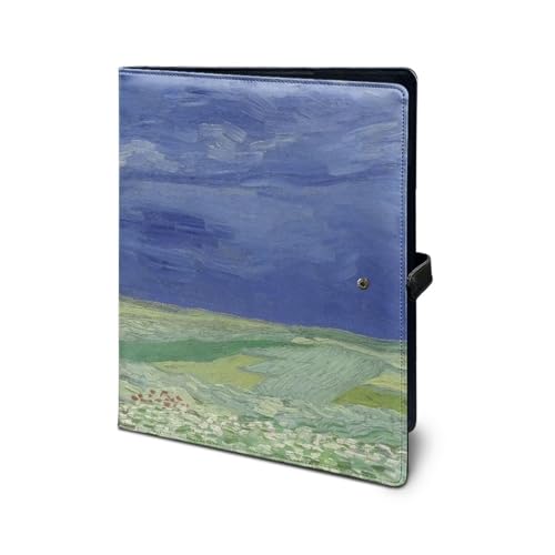 ZCFYGDX Versatile Padfolio, PU Leather Portfolio Folder with Clipboard, Legal Pad Holder for A4 Letter Size Notepad, Resume, Writing Pad for Business Trips, Art Oil Painting Works Print