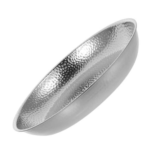 HAWILLOSCH 錘目模様ステンレススチールプレート 食品固定滑り止め設計 洋風パスタ フルーツ ステーキ用多用途サービングトレイ キッチン食卓