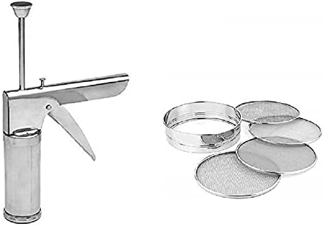SEREE Combo Pack of Stainless Steel Kitchen Press Sew Maker Stainless Steel Strainer for Flour Chalni,Spices,Food Strainers,Atta Chalni,Sieve