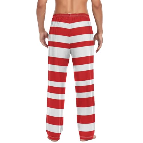 ALAZA Cute Red White Stripes Men’s Pajama Pants Soft Long Sleep Pants Lounge Pajama Bottoms with Pockets2