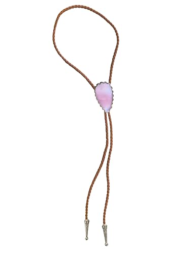 Image of Daisy Del Sol Bolo Tie Turquoise Stone Braided Vegan Faux Leather Silver Tips Handmade Necklace Adjustable Boho Western Jewelry