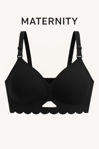 Image of ELEG & STILANCE Maternity Feeding Bra Padded Nursing Bra with Adjustable Straps Easy Baby Breastfeeding New Moms Back Hook Closure