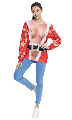 uideazone Unisex Ugly Christmas Sweater 3D Printed Funny Crewneck Pullover Sweatshirts for Xmas Party Celebration4