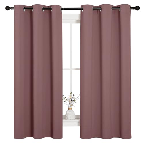 Image of NICETOWN Room Darkening Curtains Drapes for Daughter's Bedroom, Window Treatment Thermal Insulated Grommet for Living Room (Dusty Bean Paste, 2 Panels, 42 by 63)
