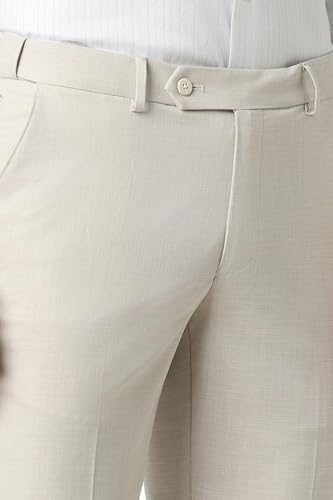 Image of Peter England Men Mid Rise Work Slim Fit Utility Pants