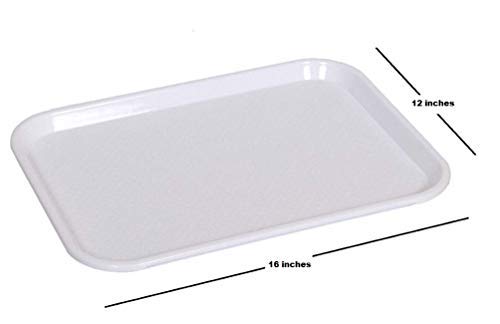 Image of Serving Tray Platter Rectangular Shape Plastic Trays for Drink Breakfast Tea Dinner Coffee Salad Food for Dinning Table Home Kitchen 12x16 Inches (White)