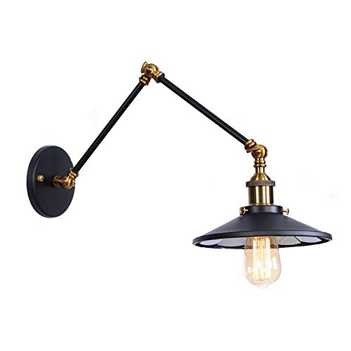 DROMEZ Applique Murale Industrielle,Lampe Murale Extensible à long Bras Rétro,Vintage Métal Mirror Front Light,pour Chambre à Coucher Couloir Salon Cuisine,Ampoules non Comprises,Noir
