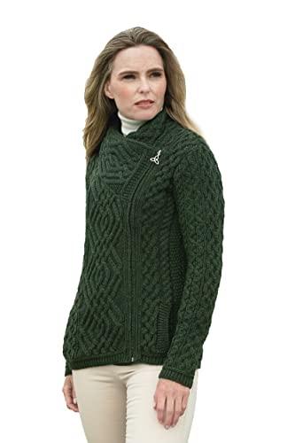 Aran Crafts Women's Irish Cable Knitted Wool Side...