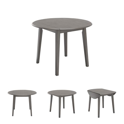 Image of Signature Design by Ashley Shullden Drop Leaf Dining Table, 43 in, Grey | Extendable drop leaves, Seats up to 4, Space-saving footprint, Hardwood solids, select veneers and MDF substrate