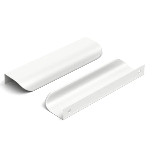Image of Goldenwarm White Cabinet Handles 5 Inch 25 Pack, Finger Pulls for Cabinets, Edge Pull for Dresser Drawers, Aluminum Alloy, Modern Kitchen Hardware for Dresser Bathroom Closet and Cupboard