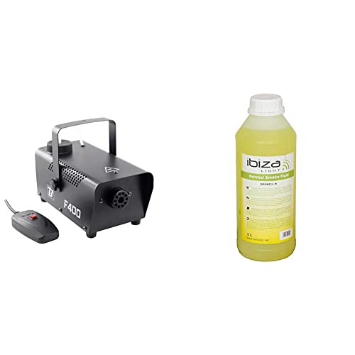 BOOMTONE Machine à fumée F400 noir & SMOKE1L-N - IBIZA - Liquide pour machine à fumée à densité normale - 1 litre