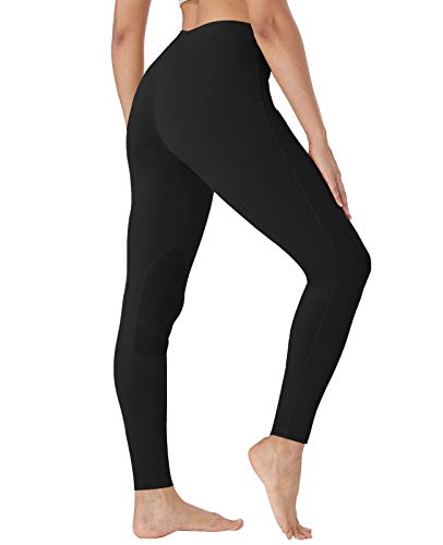 FitsT4 Kids Horse Riding Tights Performance Knee Patch Girls Pull On Equestrian Schooling Riding Pants Black S