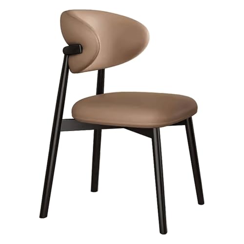 sillas de comedor de lujo, patas de madera maciza, silla de comedor de cuero, respaldo curvo creativo, silla de cocina moderna estabilizar