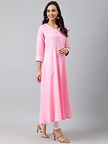 Image of ANNI DESIGNER Women's Cotton Blend Kurta with Dupatta