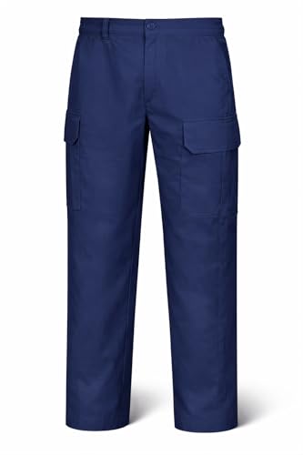 KAIXUAN – PANTALÓN DE TRABAJO MULTIBOLSILLO UNICOLOR – PANTALÓN UNISEX DE SEGURIDAD TALLER MECÁNICO TÉCNICO – UNIFORME INDUSTRIAL – SERIE 872 (FR/ES, Números, 44, 46, Regular, Regular, Azul marino -8)