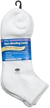 Meias Diabéticas J.T. Foote - Pacote com 3 Unidades Low Cut para Homens - Tamanho 10-13 em Branco