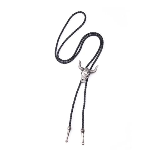 Sumajuc Mens Leather Necklace Adjustable Vintage Bolo Tie for Men Unisex Wild West Theme Cowboy Accessories (Black)