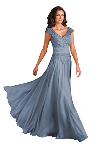 Sukleet Women's Lace Applique Mother of The Bride Dresses for Wedding V-Neck Long Formal Evening Gowns - Image 6