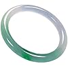 Jade Bangle Bracelet, Half Green Half White Floating Flower Thin Round Bracelets, 54mm, 58mm