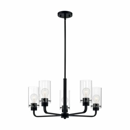 Image of Nuvo 60 /7275 Sommerset 5-Light Chandelier with Clear Glass - Matte Black Finish