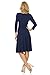 REKUCCI Women's Slimming 3/4 Sleeve Fit-and-Flare Crossover Tummy Control Dress (4 Short, Navy)