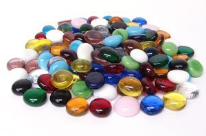 EXCEL IMPEX Glass Art Pebbles-Flat Crystals for Bottle Art; Vase Fillers; Decoration; Aquarium Decor or Making Crafts (15 mm Dia)- Set of 50 1