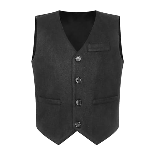 Boys Front Suede Dressy Waistcoat Regular Fit Satiny Back Formal Suit Vest for Party Wedding