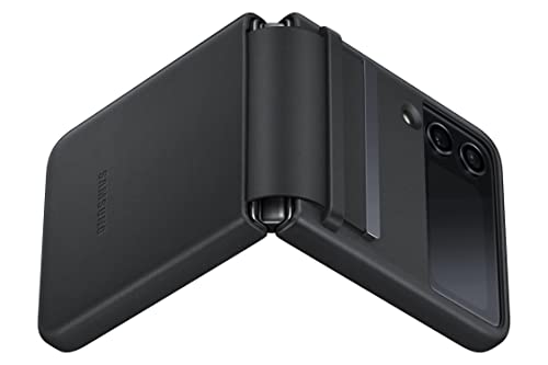 Image of Samsung Galaxy Z Flip4 Flap Leather Cover, Protective, Premium, Luxury Phone Case with Slim Style Design, US Version, Black