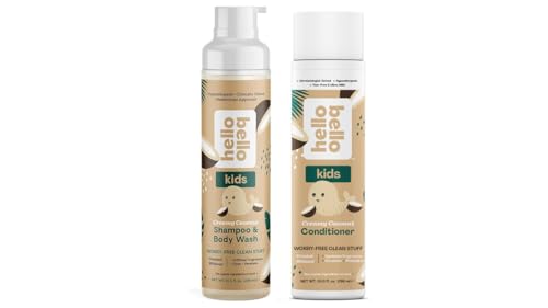 Image of Hello Bello Creamy Coconut Shampoo & Body Wash - 10 oz + Conditioner - Gentle Hypoallergenic, pH-Balanced, Vegan, and Dermatologist-Tested