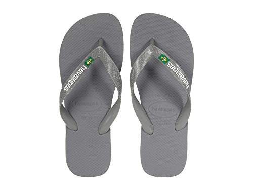 Image of Havaianas Women's Brazil Logo Flip flops - Spring and Summer Sandals for Women - Steel Grey, 11 /12W - 9 /10M