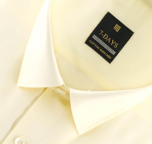 Image of 7-DAYS Men's Premium Formal Shirt - Cotton Rich, Regular Fit, Full Sleeve, with Pocket, Durable & Easy Care - Perfect for Office & Everyday Wear