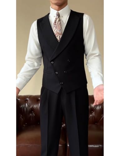 Men's 3 Pieces Jackets Vest Pants Set Suits Serge Formal Peak Lapel Business Wedding Tuxedo3