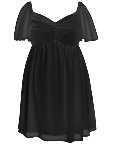 Image of Pinup Fashion Plus Size Graduation Homecoming Chiffon A-line Short Dress