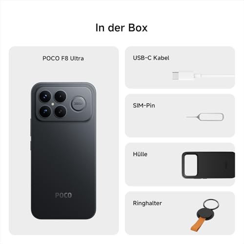 XIAOMI Poco F8 Ultra Handy, 12+256GB, 6500mAh, 50MP, Schwarz