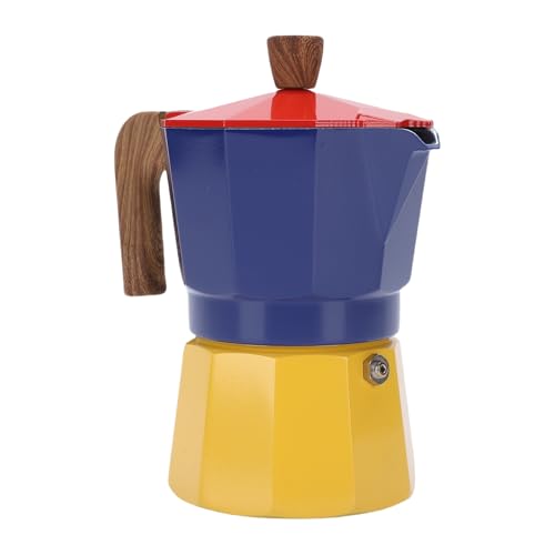 NOENNULL Italiana de Aluminio Resistente, 150ml, 3 Tazas, Portátil para Estufa, para café Cubano, Elaboración Casera (Rojo Azul y Amarillo)