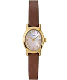 Timex Women's Main Street 18 mm Watch, Brown Leather Strap Mother of Pearl Dial Gold-Tone Case TW2W82500