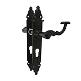 Amig - Juego de 2 Manillas para Puertas de Paso Mod.100PB90 - Bocallave a 70 mm - 280 x 45 x 3,5 mm - Cuadradillo 8 mm - Para Uso Con Cerraduras De Embutir - Tipo Forja - De Zamak Acabado en Negro