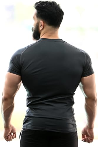 Image of Round Neck Half Sleeves Gym Workout Solid Sports and Gym T-Shirt for Men