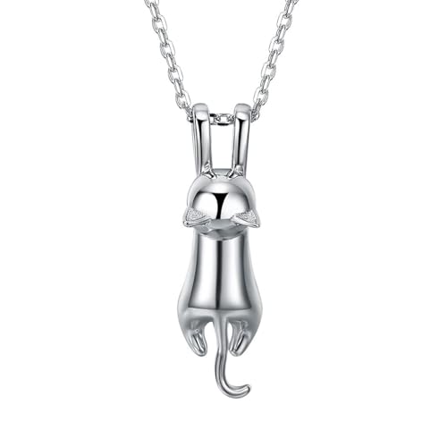 SILVERCUTE 925 Sterling Silver Cat Necklaces for Women Dainty Cat Jewelry Accessories Cut Kitten Jewelry Birthday Gifts for Women Mom Lover