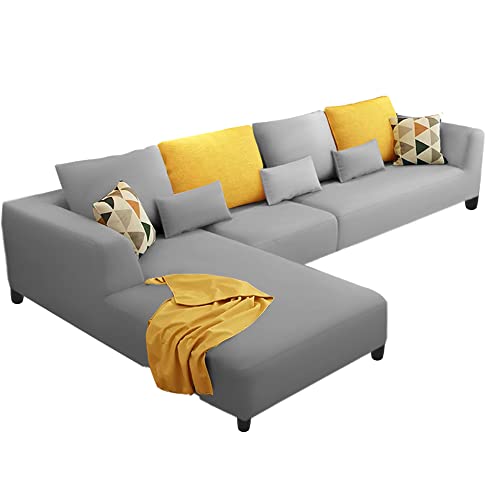 Image of Galib LHS 6 Seater L Shape Sofa Set for Living Room (Grey) Premium Fabric