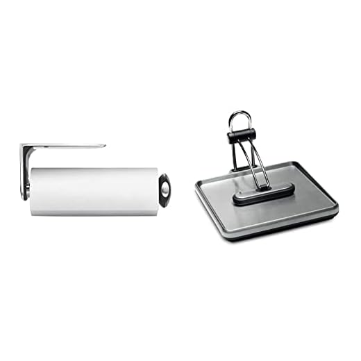 simplehuman Wall Mount Paper Towel Holder, Stainless Steel & Quick Grip Napkin Holder, Stainless Steel