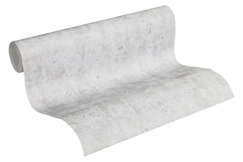 A.S. Création Flavour Vliestapete 10,05 m x 0,53 m in strukturierter Betonoptik - Grau - einfarbige Tapete im Industrial Design Made in Germany - 366001