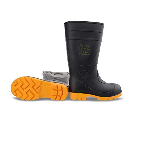 FAST Official 14\" Men Black Steel Toe/Midsole/Shank Safety Work Boots Fishing Flood Snow Shoe US 6 (M)