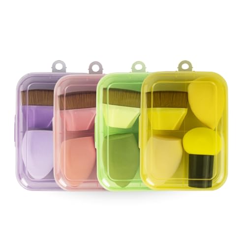 Kit 1 Pincel Mágico + 3 Esponjas Maquiagem Pó Base Corretivo